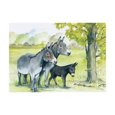 Donkeys Under A Tree Greeting Card