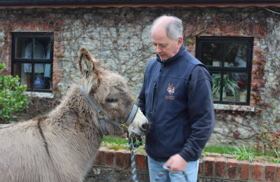 Dylan the donkey with driver Eugene