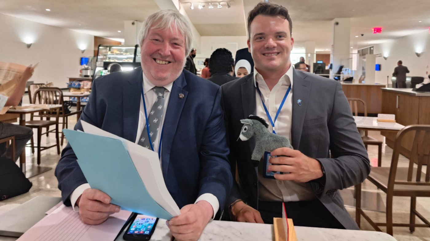 Ian Cawsey with Clayton Curran from the Sustainable Development Team at the EU's UN Mission